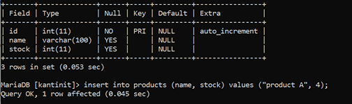 mysql insert menggunakan tipe data integer
